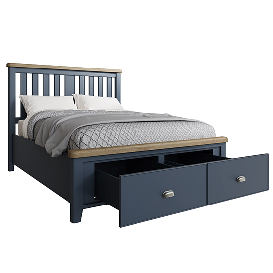 Hants Wooden Super King Size Bed With Drawers In Blue_3