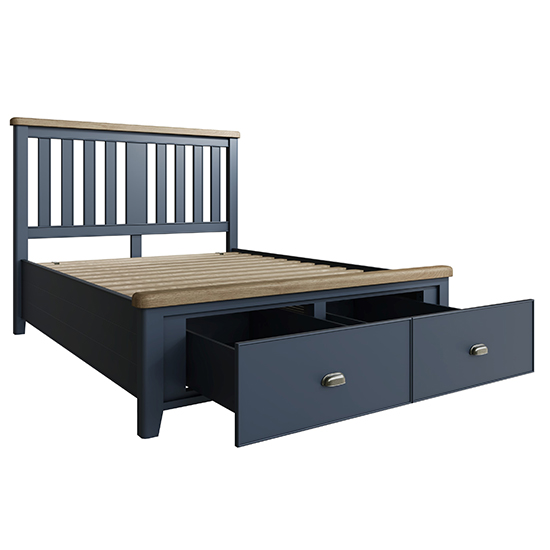 Hants Wooden Super King Size Bed With Drawers In Blue_4