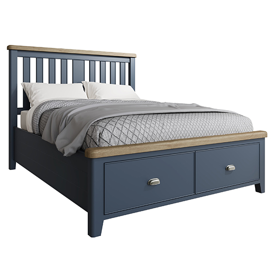 Hants Wooden Super King Size Bed With Drawers In Blue_1