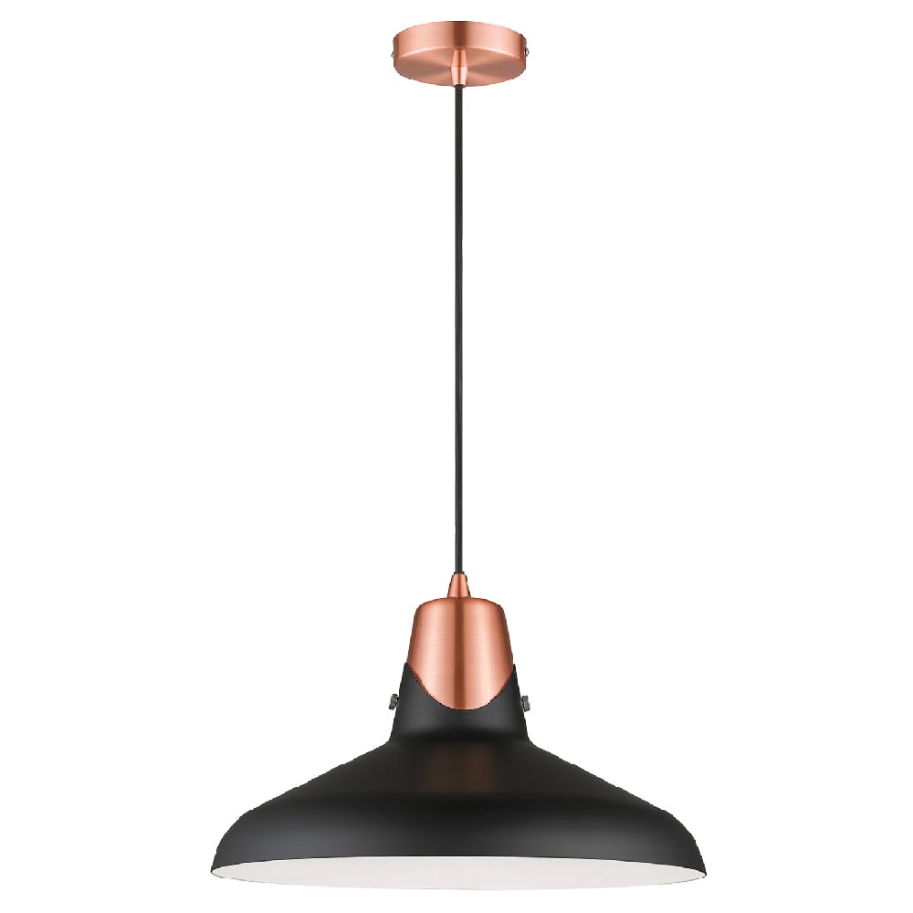 Read more about Hanwell matt black shade pendant light in copper
