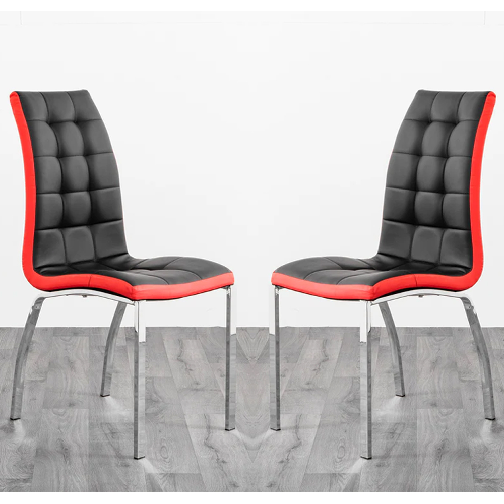 Product photograph of Hamden Black And Red Faux Leather Dining Chairs In Pair from Furniture in Fashion