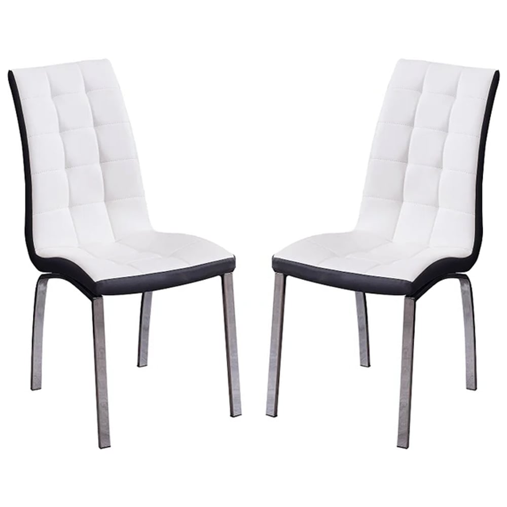 Read more about Hamden white and black faux leather dining chairs in pair