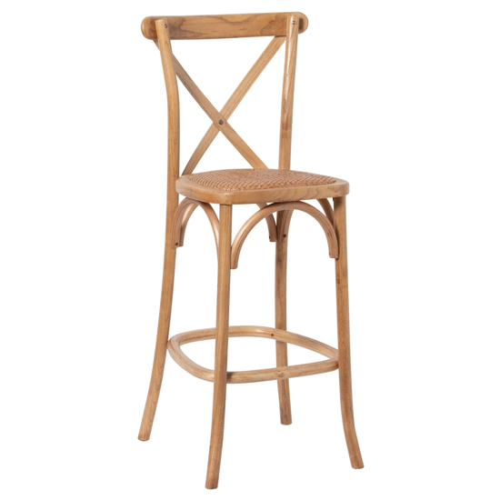 Photo of Hapron cross back wooden bar stool in light oak