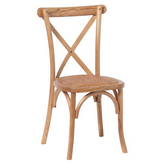 Product photograph of Hapron Cross Back Wooden Dining Chair In Light Oak from Furniture in Fashion