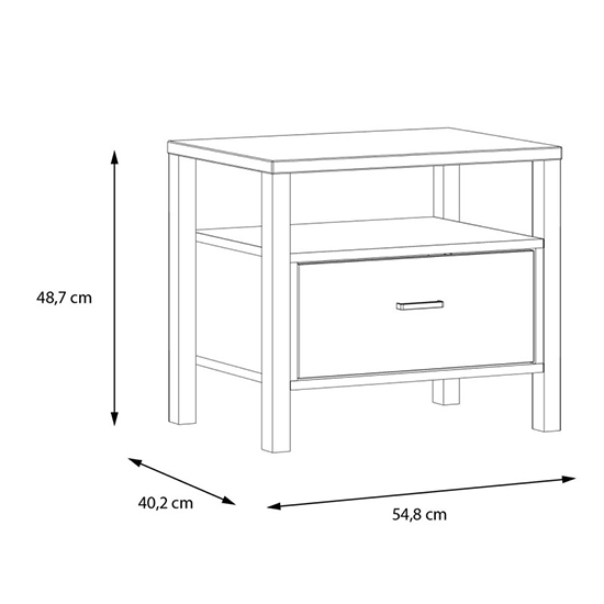 Harbor Wooden Bedside Cabinet With 1 Drawer In Matt Black And Oak