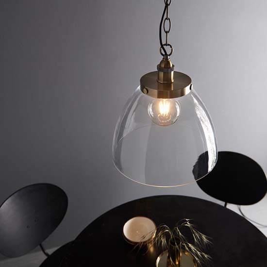 Harbor Clear Glass Shade Ceiling Pendant Light In Brass