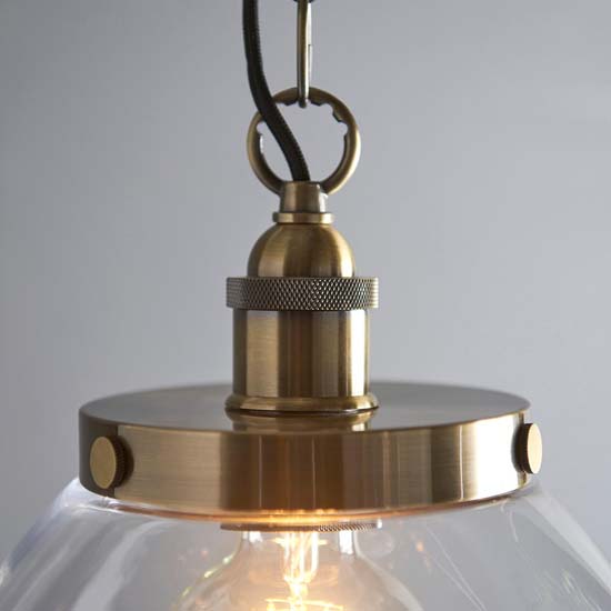 Harbor Clear Glass Shade Ceiling Pendant Light In Brass