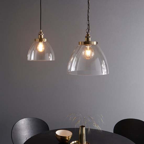 Harbor Clear Glass Shade Ceiling Pendant Light In Brass