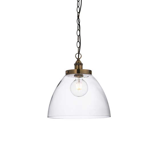 Harbor Clear Glass Shade Ceiling Pendant Light In Brass