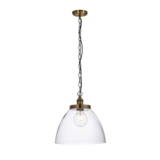 Harbor Clear Glass Shade Ceiling Pendant Light In Brass