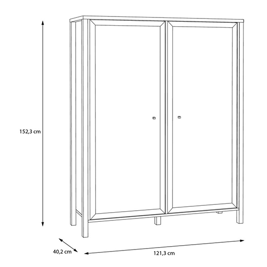 Harbor Wooden Display Cabinet With 2 Doors In Matt Black And Oak