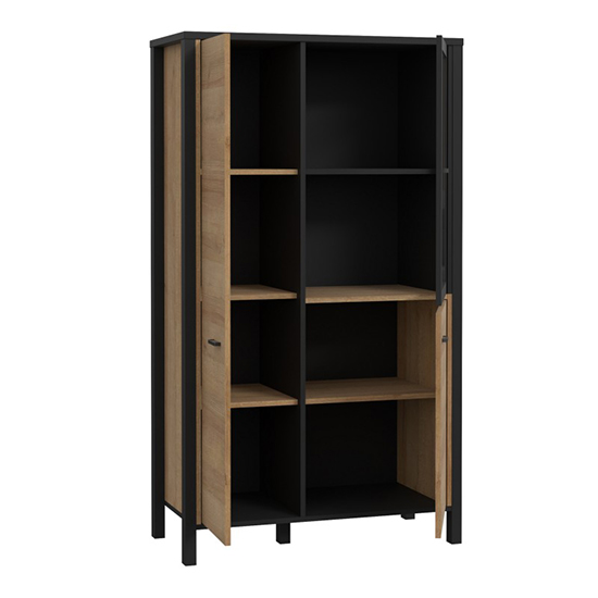Harbor Wooden Display Cabinet With 3 Doors In Matt Black Oak