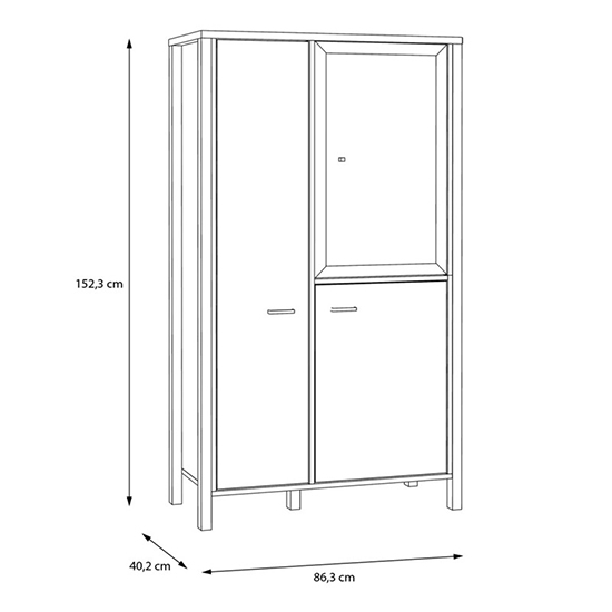 Harbor Wooden Display Cabinet With 3 Doors In Matt Black Oak