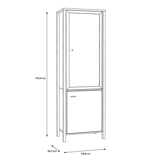 Harbor Wooden Display Cabinet With 1 Glass Door In Matt Black Oak
