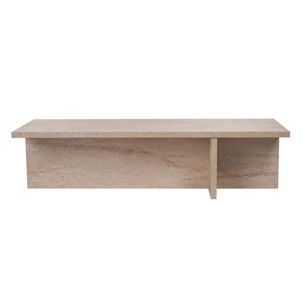 Harbor Rectangular Wooden Coffee Table in Travertine Marble Effect