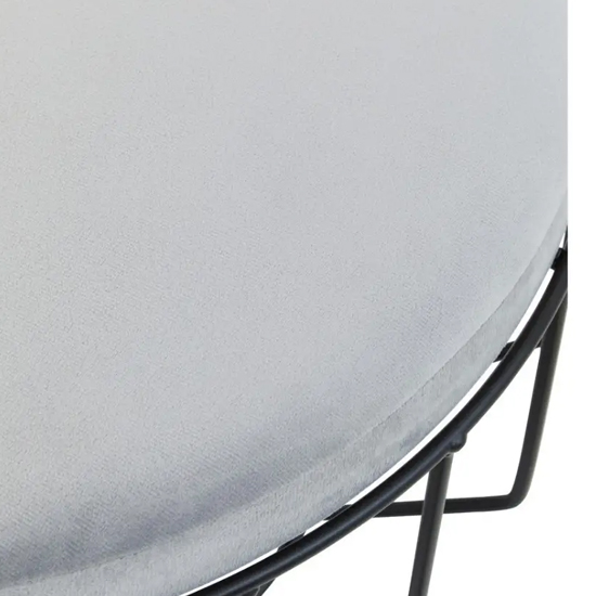 Harbor Round Velvet Seat Stool With Black Metal Caged Base