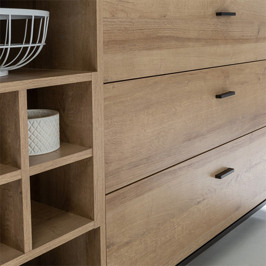 Harbor Wooden Sideboard With 3 Drawers In Matt Black And Oak