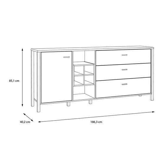 Harbor Wooden Sideboard With 3 Drawers In Matt Black And Oak