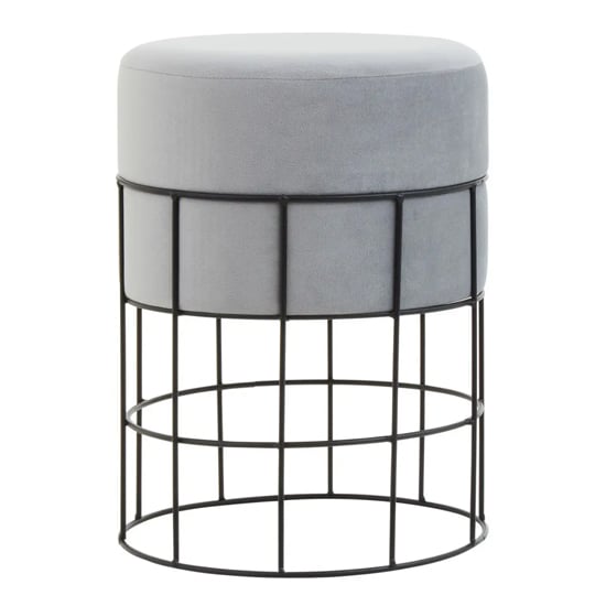 Product photograph of Harbor Straight Velvet Seat Stool With Black Metal Caged Base from Furniture in Fashion