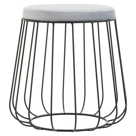 Product photograph of Harbor Tall Velvet Seat Stool With Black Metal Caged Base from Furniture in Fashion