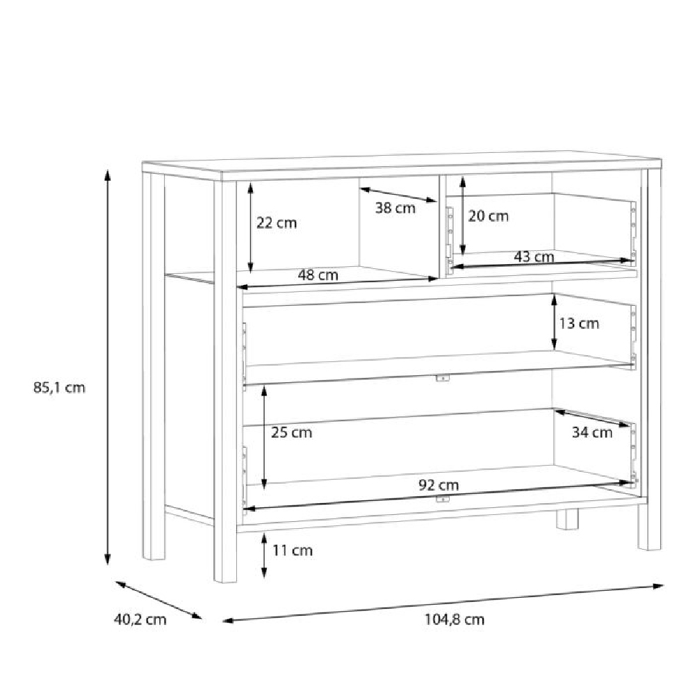 Harbor Wooden Chest Of 3 Drawers In Matt Black And Oak