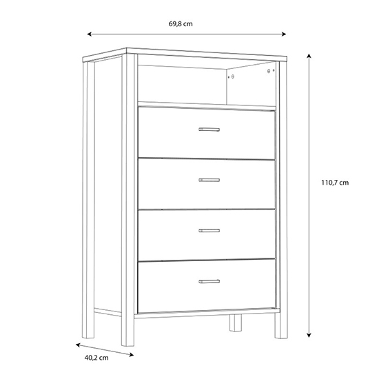 Harbor Wooden Chest Of 4 Drawers In Matt Black And Oak