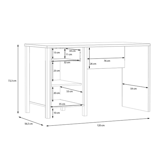 Harbor Wooden Laptop Desk With 1 Door In Matt Black And Oak