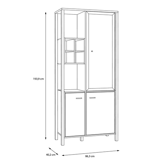 Harbor Wooden Display Cabinet With 3 Doors 2 Shelves In Black Oak