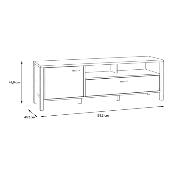 Harbor Wooden TV Stand With 1 Door 1 Drawer In Matt Black And Oak