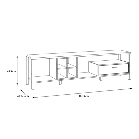 Harbor Wooden TV Stand With 1 Drawer In Matt Black And Oak
