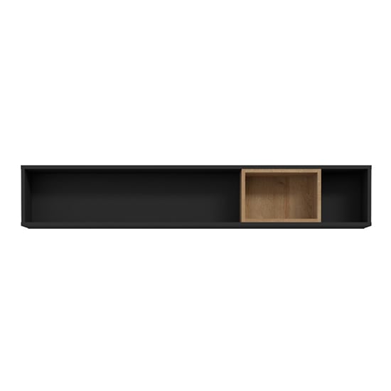 Harbor Wooden Wall Shelf In Matt Black And Oak