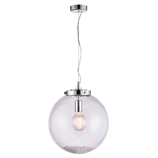Read more about Harbour 1 light large clear bubble glass pendant light in chrome