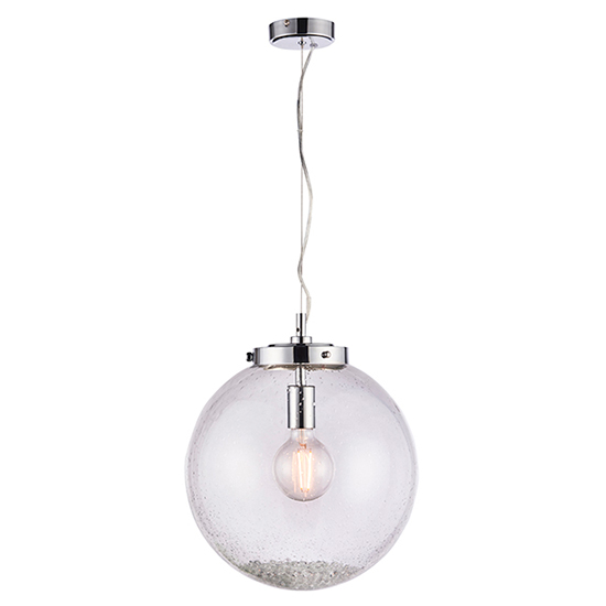 Harbour 1 Light Large Clear Bubble Glass Pendant Light In Chrome