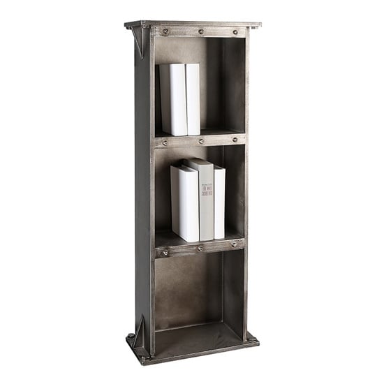 Read more about Harbour wooden bookcase in anthracite and silver with 3 shelves