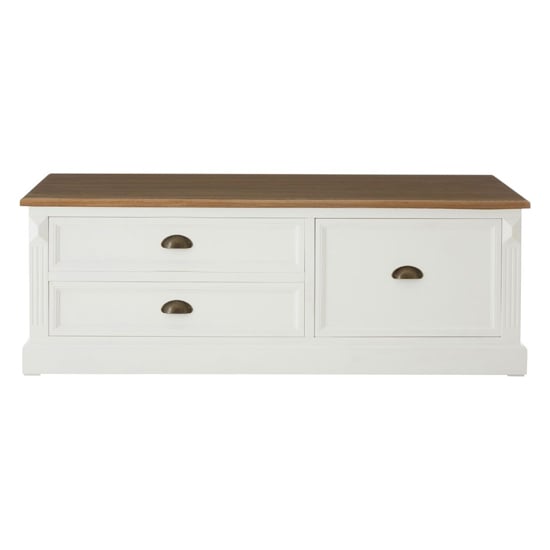 Hardtik Low Wooden Coffee Table In Natural And White