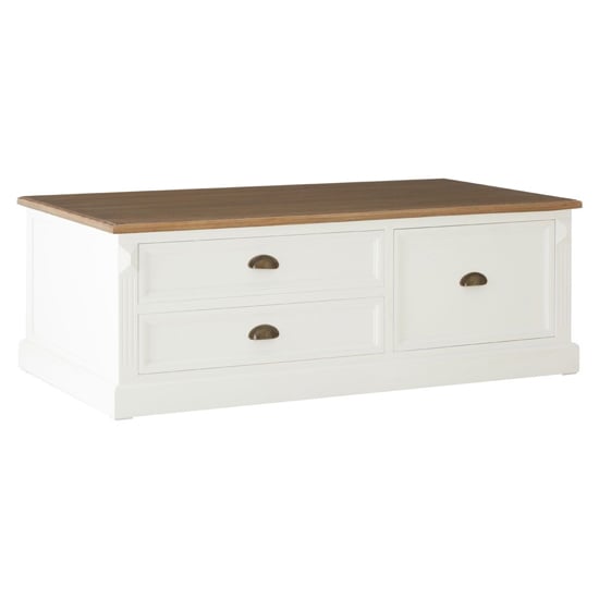 Photo of Hardtik low wooden coffee table in natural and white