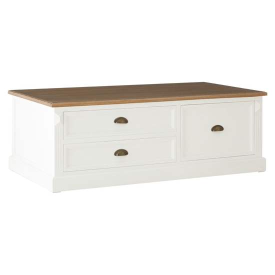 Read more about Hardtik low wooden coffee table in natural and white