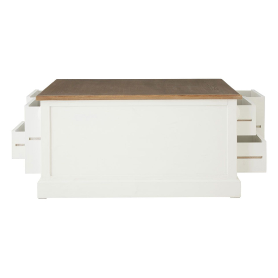 Hardtik Wooden Coffee Table With 3 Drawers In Natural And White