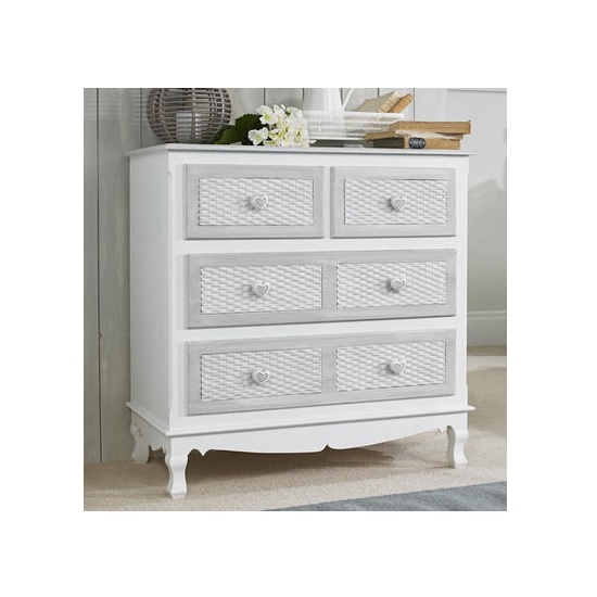 Blackrod Chest Of Drawers In White And Grey With 4 Drawers