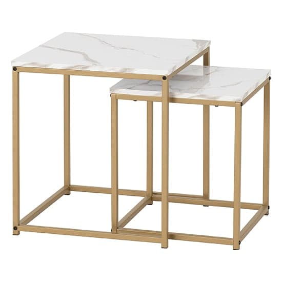 Hargrove Nest Of 2 Tables In White Marble Effect