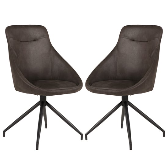 Harini Brown Microfibre Dining Chairs In Pair