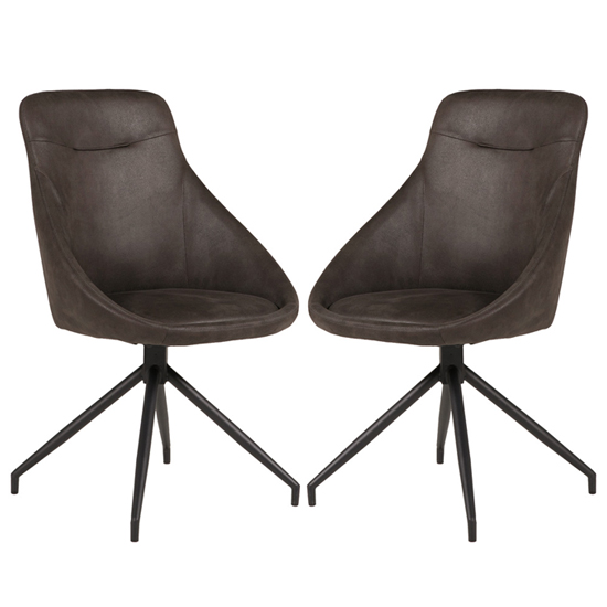 Product photograph of Harini Brown Microfibre Dining Chairs In Pair from Furniture in Fashion