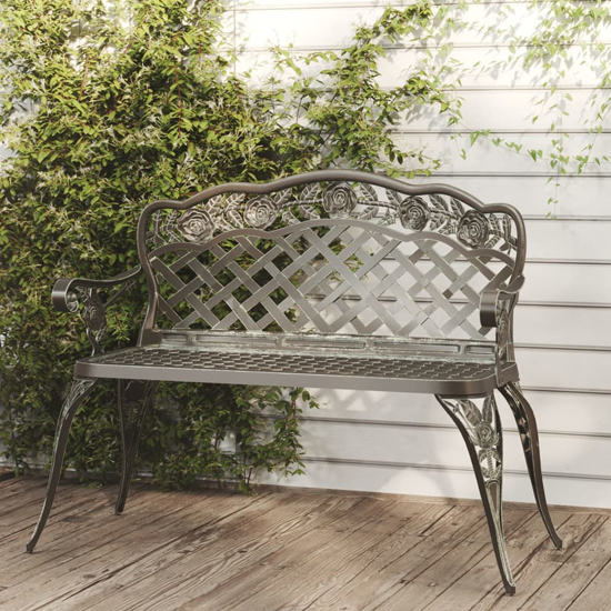 Photo of Harini outdoor cast aluminium seating bench in green