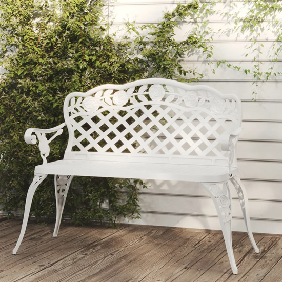 Read more about Harini outdoor cast aluminium seating bench in white