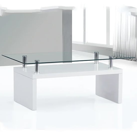 Read more about Harita clear glass top coffee table with white high gloss base
