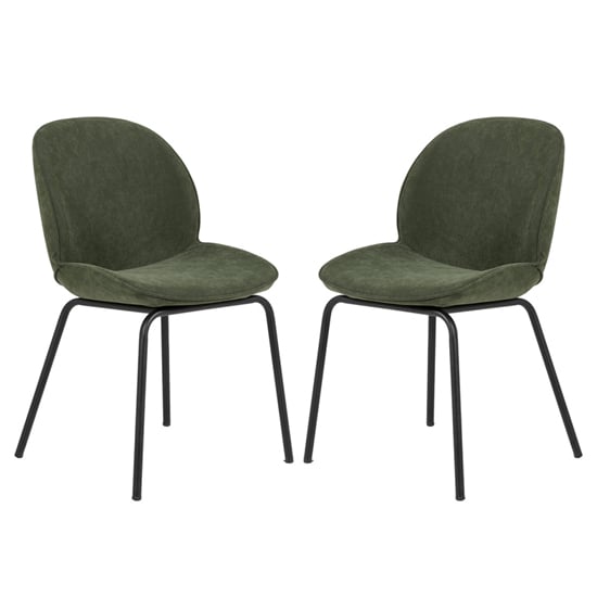 Photo of Harju green velvet dining chairs with metal legs in pair