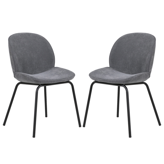 Photo of Harju grey velvet dining chairs with metal legs in pair
