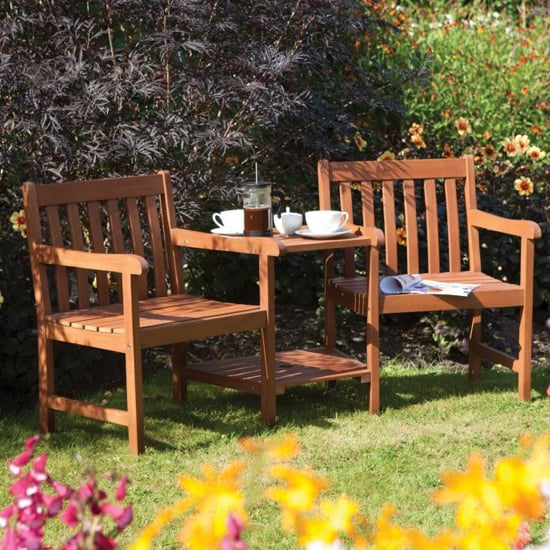 Read more about Harlesden outdoor wooden companion seats in factory stain