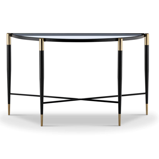 Harlinne Glass Console Table With Black And Brass Legs FiF