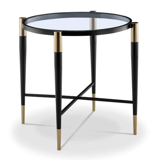 Harlinne Glass Side Table With Black And Brass Legs FiF